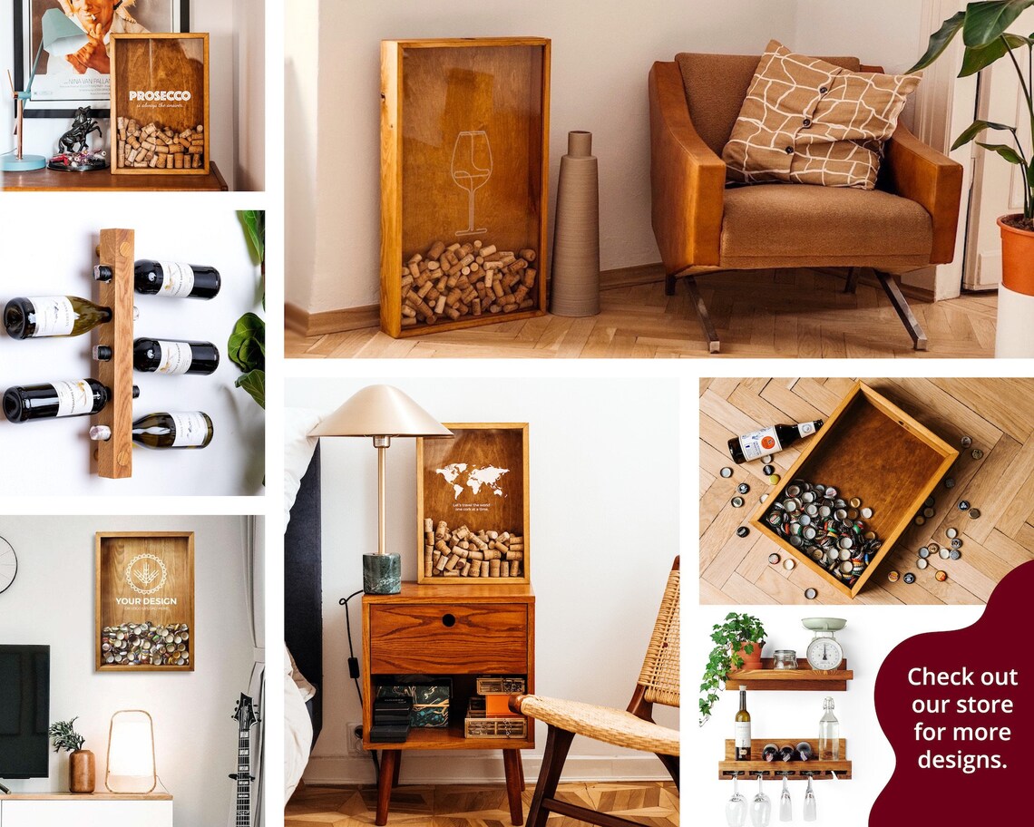 BLACK Wine Cork Holder Wine Cork Art Wine Cork Display Case Etsy