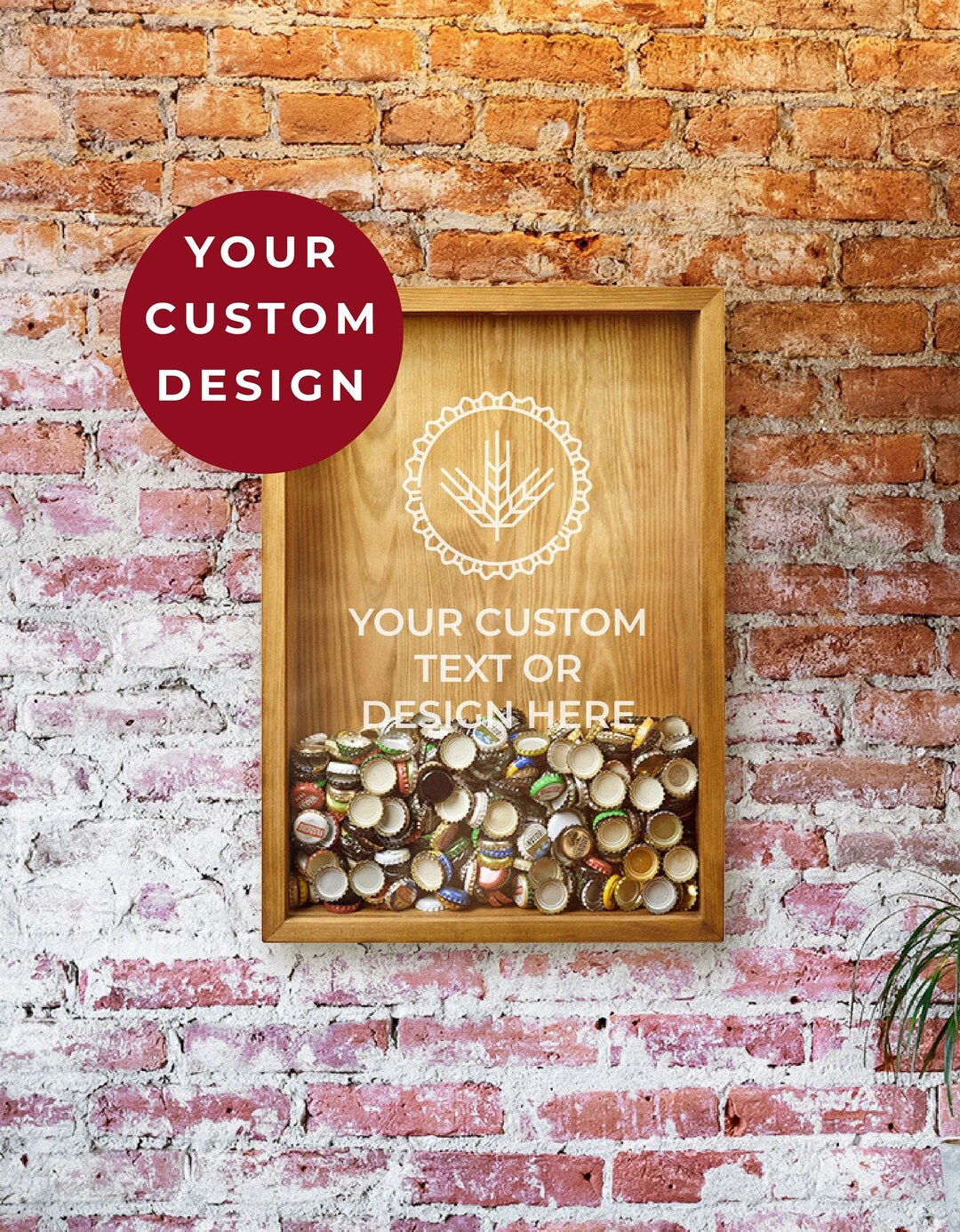 Your CUSTOM TEXT or DESIGN, Wooden Beer Cap Holder, Rustic Beer Cap ...