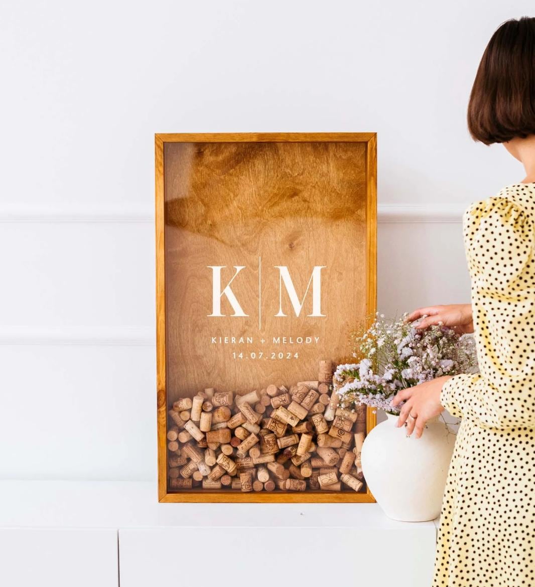 Personalized Wedding Couple Gift, Customized Wedding Guestbook Idea, Wine Cork Keeper, Rustic Wedding Guestbook Alternative, Wood Wine Sign