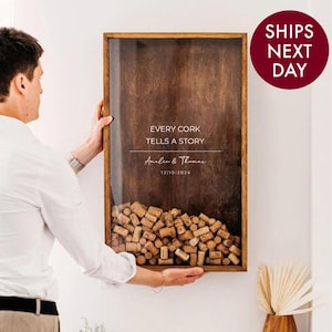 Christmas Wine Gift for Couple, Custom Wine Cork Display Box, Personalized Christmas Wine Gift, Wine Cork Holder, Wine Gift for Parents