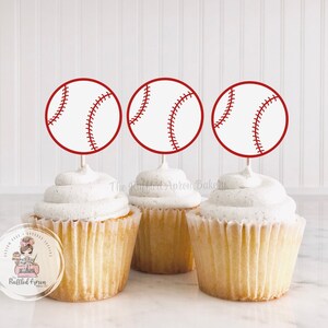 Baseball Cupcake Toppers | Baseball Cupcakes | Baseball Themed Birthday | 12 Count