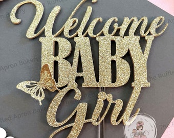 Welcome Baby Girl Cake Topper | Baby Shower Topper | Baby Girl Topper | Baby Shower Cake