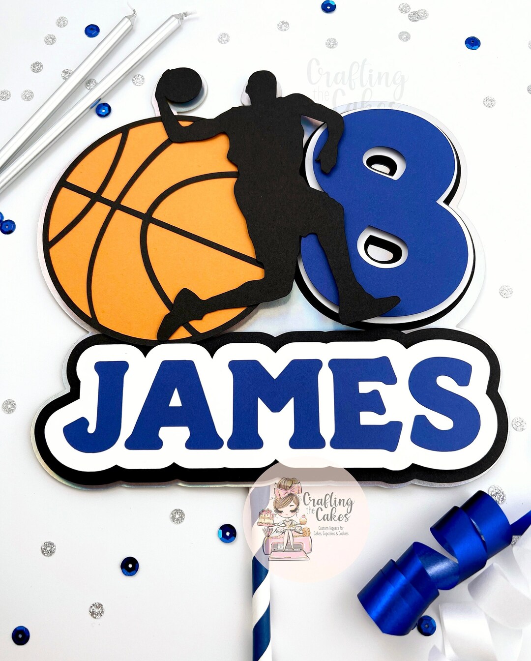 Personalized Basketball Cake Topper