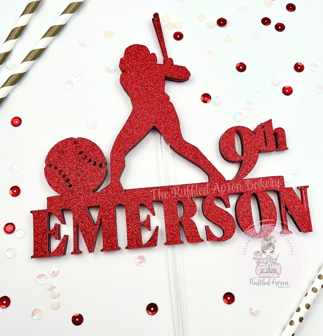 Softball Cake Topper Softball Topper Softball Birthday Etsy