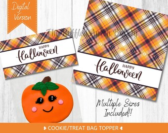 Halloween Cookie Bag Toppers, Printable Treat Bag Labels (Digital File)
