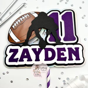 Personalized Football Cake Topper | Name & Age Birthday | Football Birthday Cake | Football Party