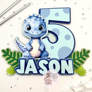 Blue Dinosaur Cake Topper | T-Rex Topper | Dino Topper | Dinosaur Cake Topper | Birthday Cake Topper