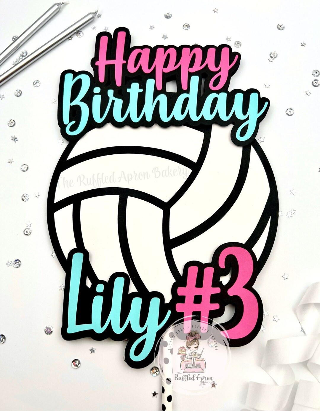 Volleyball Cake Topper Name, Age or Team Number Volleyball Cake Volleyball Birthday Happy
