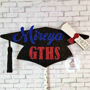 Custom Graduation Cake Topper | Grad Cap Cake Topper | Name & School Cake Topper | Custom Cake Decorations | Graduation