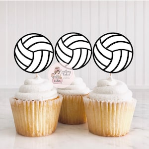 Volleyball Cupcake Toppers | Volleyball Cupcakes | Volleyball Themed Birthday | 12 Count