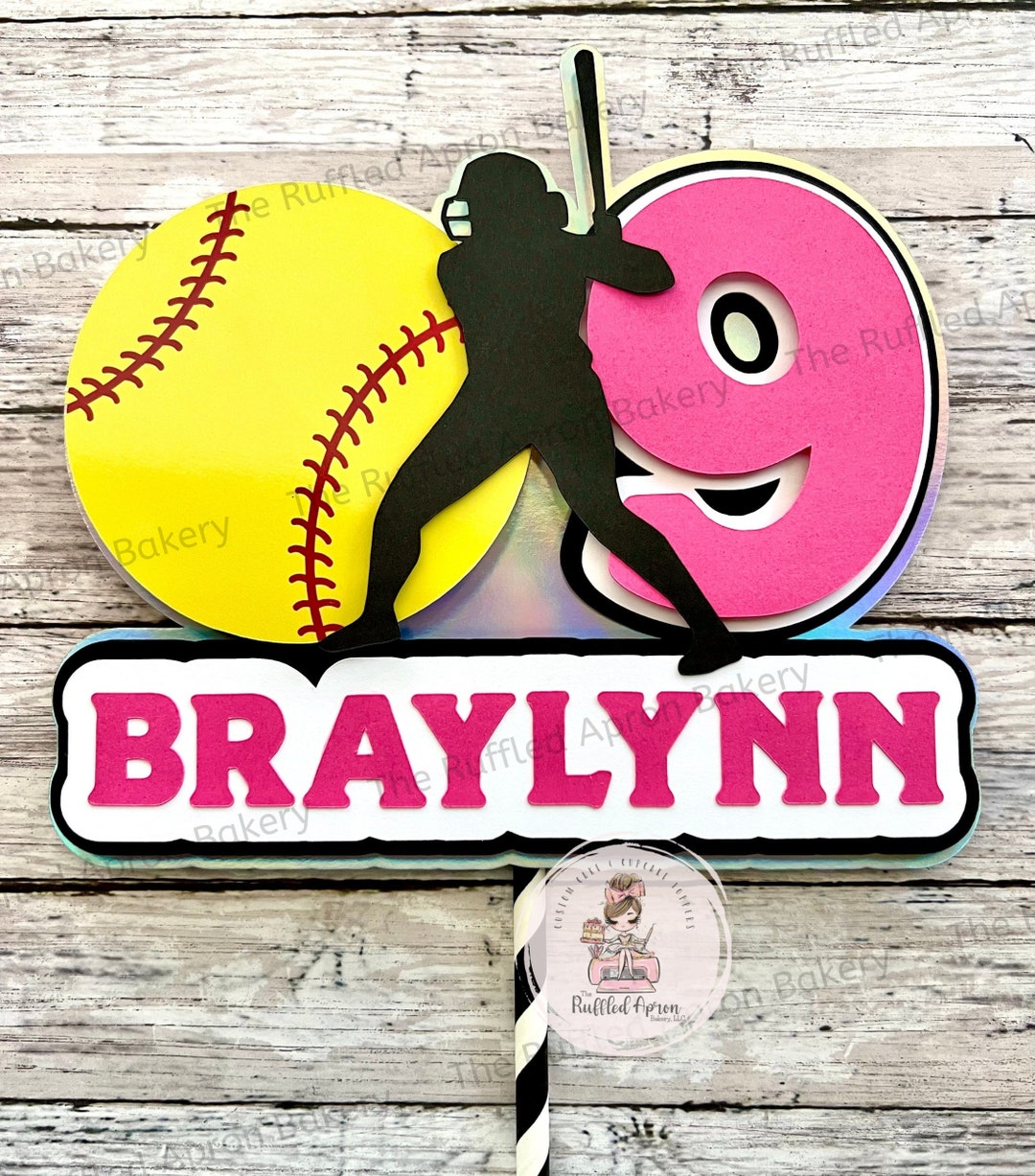 Softball Cake Topper Softball Topper Softball Birthday Etsy