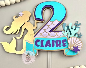 Personalized Mermaid Cake Topper: Under the Sea Party Decor