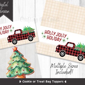 Christmas Holly Jolly Holiday Cookie Bag Toppers | Cookie Bag Toppers | Treat Bag Toppers | Holiday Goodie Bags | Digital File