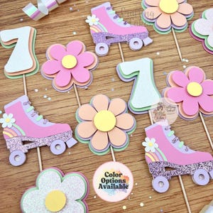 Retro Roller Skating Cupcake Toppers: Disco Party Decorations (12 Count)