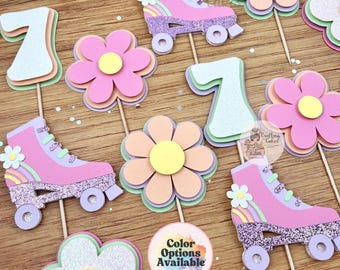 Roller Skating Cupcake Toppers: Disco Party Decorations, Retro Skating (12 Count)