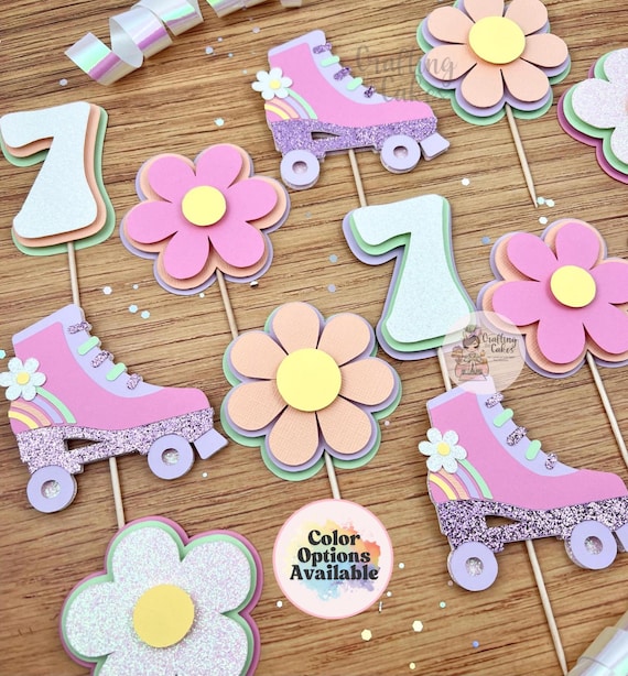 Retro Roller Skating Cupcake Toppers: Disco Party Decorations (12 Count)