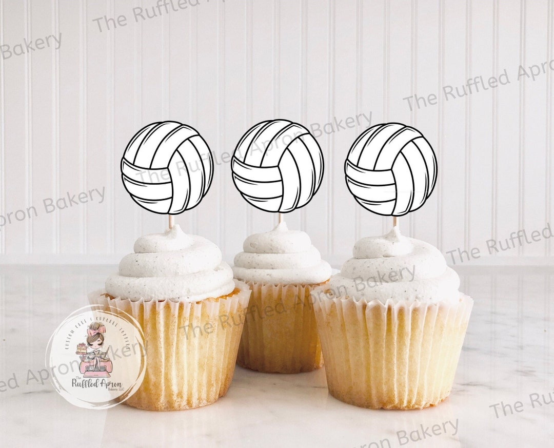 Volleyball Cupcake Toppers Volleyball Cupcakes Volleyball Etsy