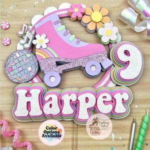 Roller Skating Cake Topper | Retro Roller Skating Cake | Retro Skating Party | Groovy Roller Skating Birthday | Retro Disco Party