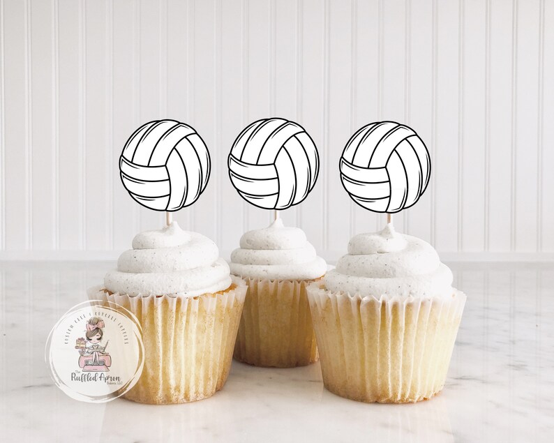 Volleyball Cupcake Toppers Volleyball Cupcakes Volleyball Etsy