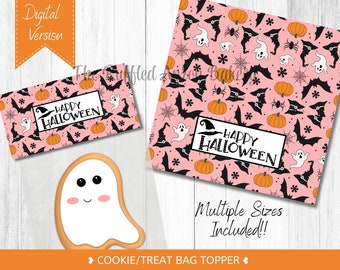Happy Halloween Cookie Bag Toppers, Printable Treat Bag Labels (Digital File)