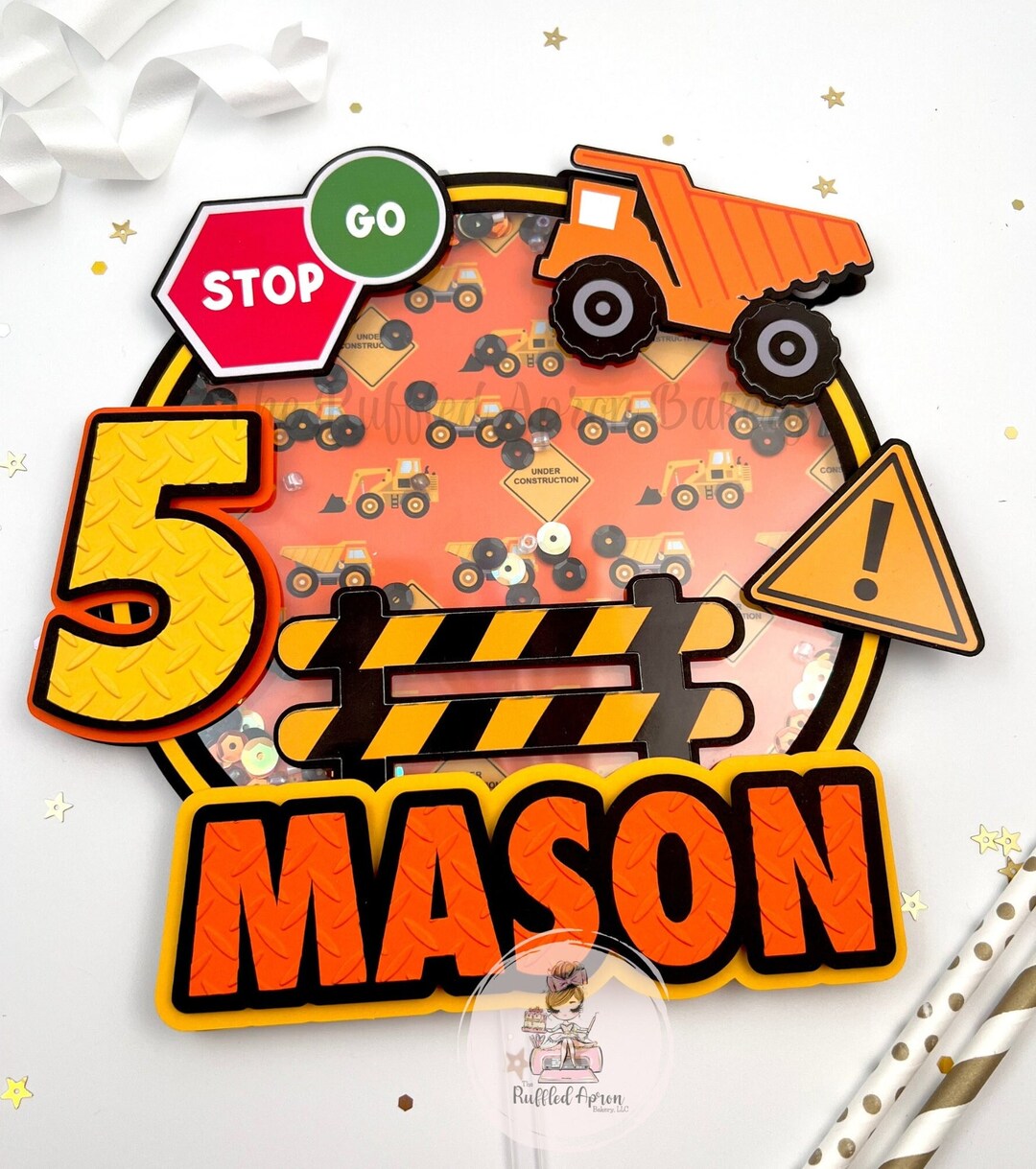 Construction Trucks Cake Topper Construction Party Trucks Etsy