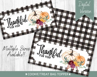 Thanksgiving Cookie Bag Toppers: Pumpkin Floral Design (Digital File)