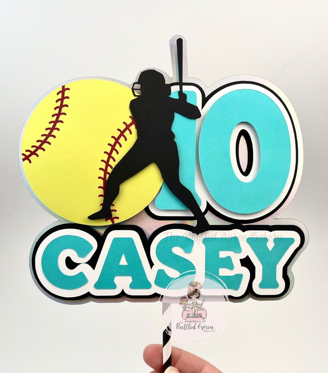 Softball Cake Topper Softball Topper Softball Birthday Softball Party Etsy