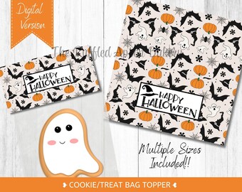 Halloween Cookie Bag Toppers, Printable Treat Bag Labels (Digital File)