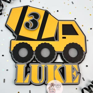 Cement Truck Cake Topper | Construction Cake Topper | Personalized Cake Topper | Birthday Cake Topper | Construction Cake