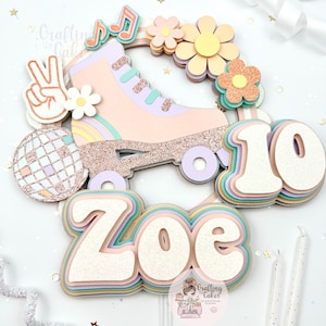 Peace Skating Cake Topper | Retro Roller Skating Cake | Retro Skating Party | Groovy Roller Skating Birthday | Retro Disco Party