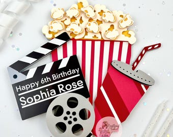 Movie Night Cake Topper: Custom Clapboard & Reel