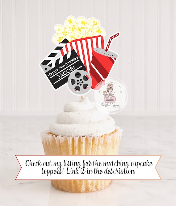 Movie Theater Cake Topper | Movie Night Topper | Movie Theater Cake |  Clapboard Topper | Movie Reel Topper