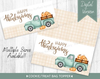 Thanksgiving Cookie Bag Toppers: Truck & Pumpkins (Digital File)