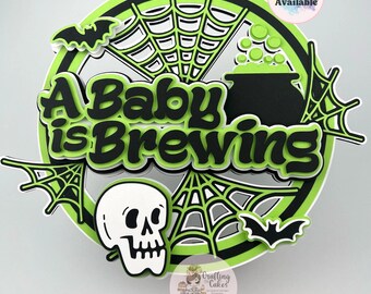 A Baby is Brewing Cake Topper: Halloween Baby Shower Theme
