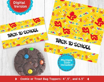 Back to School Cookie Bag Toppers, Printable Treat Bag Labels (Digital File)
