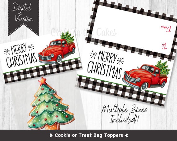 Merry Christmas Truck Cookie Bag Toppers (Digital File)