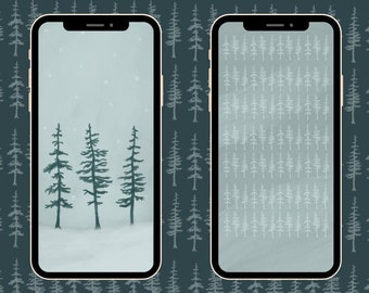 Forest Digital Wallpaper - Set of Two Tree Themed Phone Backgrounds