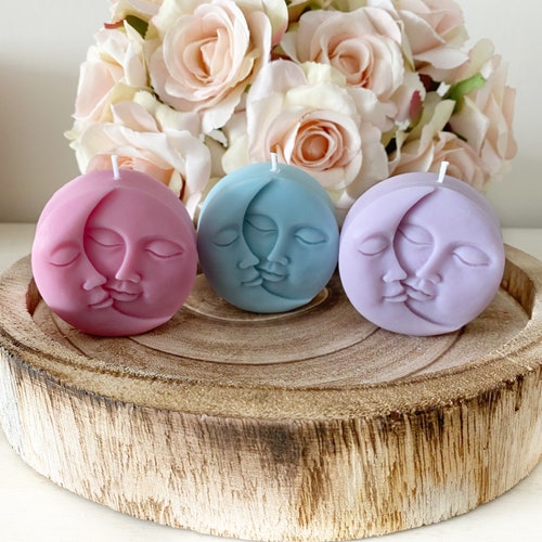 Moon Face Candle/Sun & Moon/Decorative Candle/Handmade/Candle Gifts/Soy Wax.