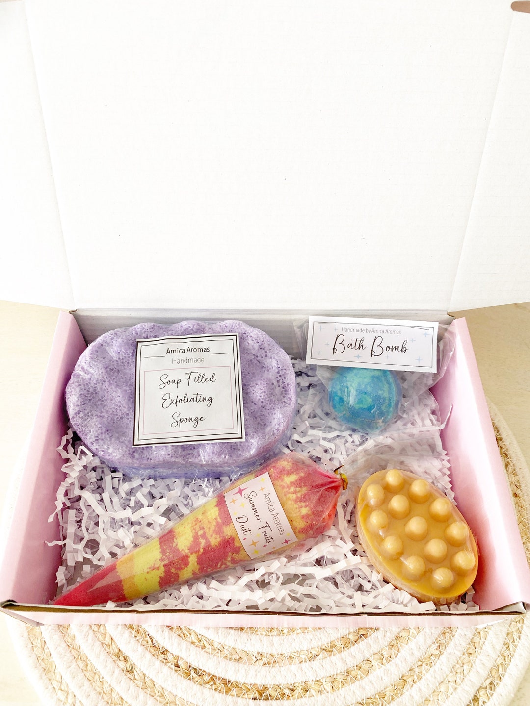 Bath & Soap Set Gift Box/bath Bomb/soap Sponge/massage Etsy UK