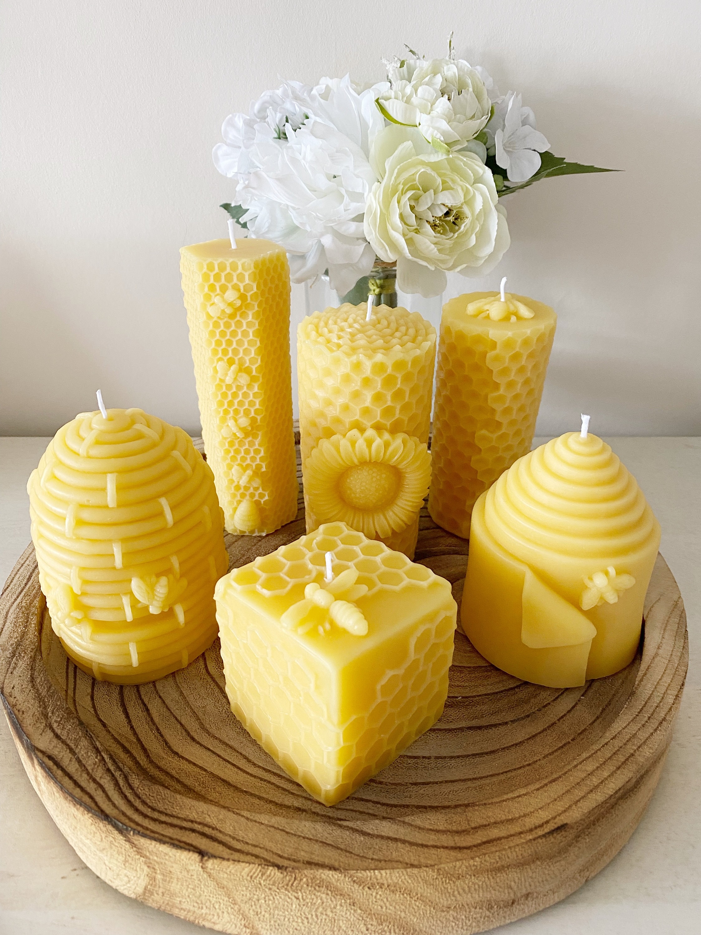 Honey Bee Beeswax Candles/decorative Candles/bee Hive Candles/bee  Candles/honeycomb Candles/handmade/candle Gifts/made With 100% Beeswax. 