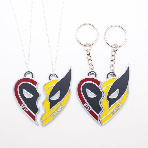 Collier magnétique Deadpool 3 - Collier meilleurs amis imprimé en 3D avec carcajou - Costume d'accessoire d'affichage Marvel Cosplay de carcajou deadpool