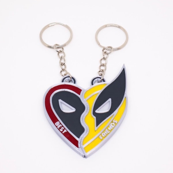 Porte-clés magnétique Deadpool 3 - Collier porte-clés meilleurs amis imprimé en 3D avec carcajou - Costume d'accessoire d'affichage Marvel Cosplay Deadpool