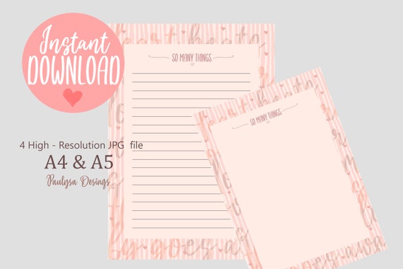 notes pages printables lined note paper lined notepad paper etsy