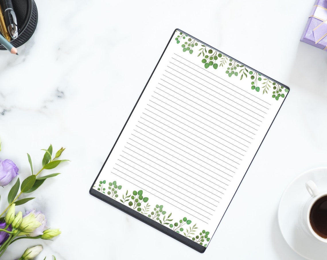 Botanical Printable Stationery Plants Writing Paper Etsy