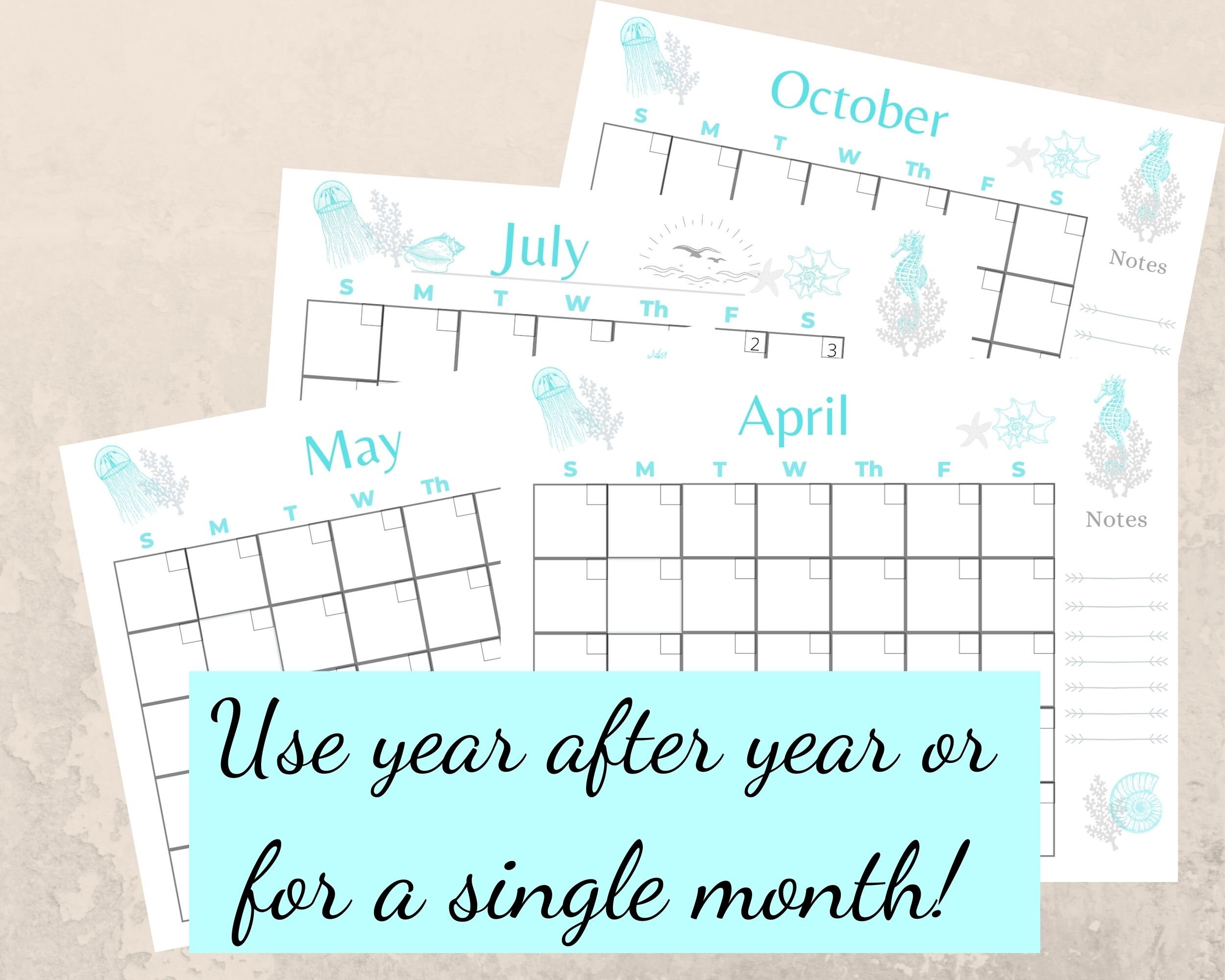 Calendar template digital calendar template digital Etsy