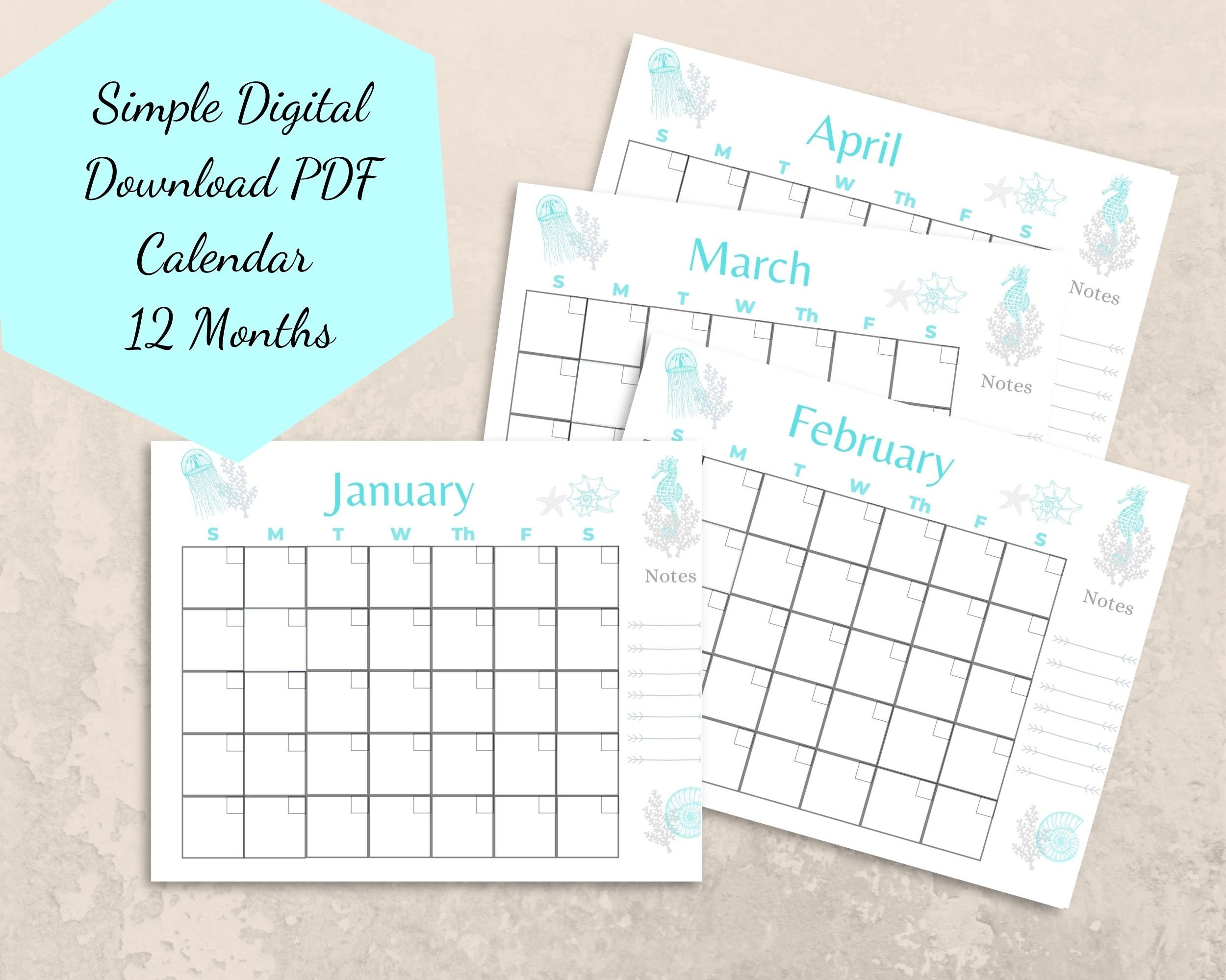 Calendar template digital calendar template digital etsy