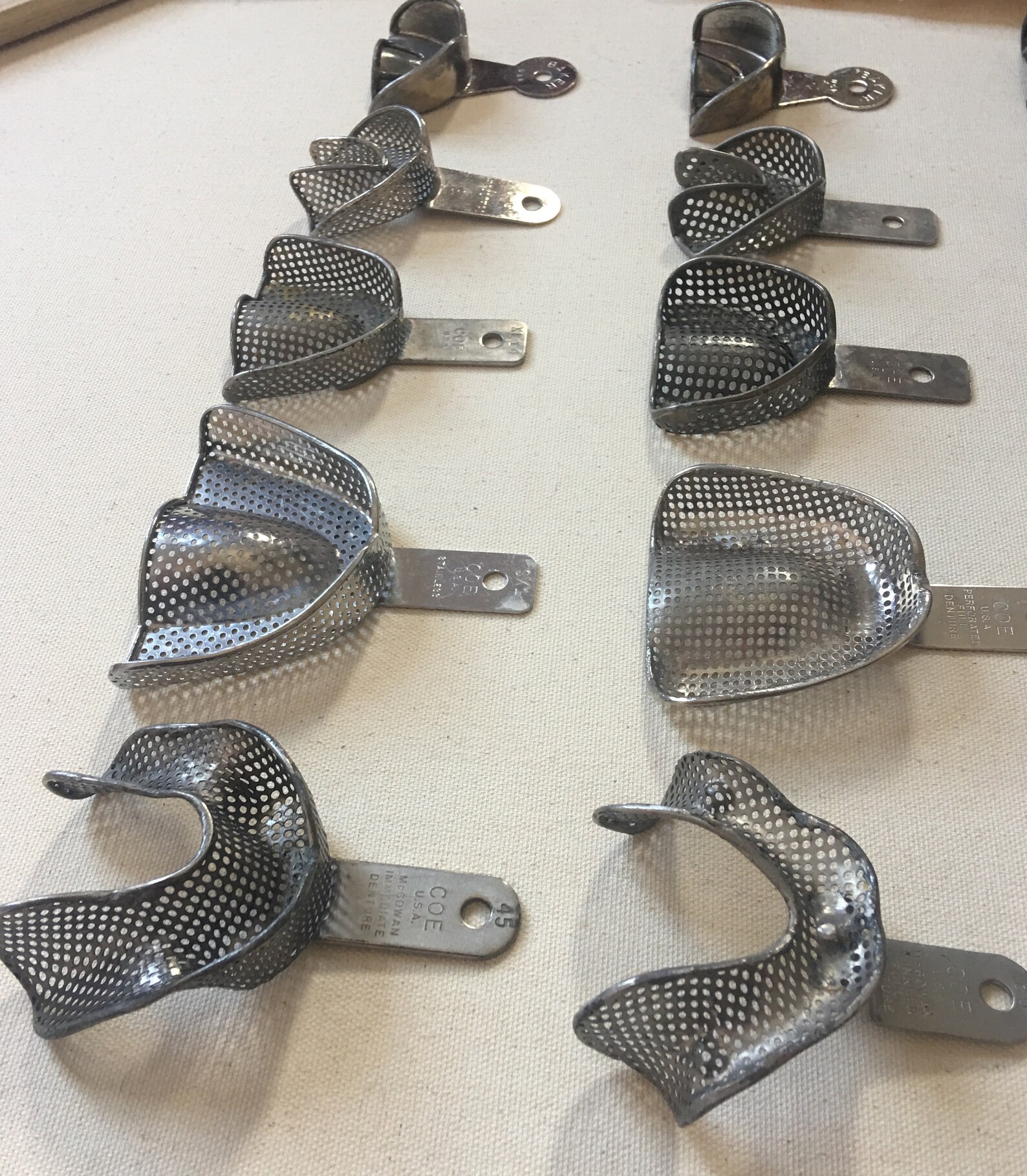 Vintage Dental Metal Impression Trays Dentistry Dentist Oddities