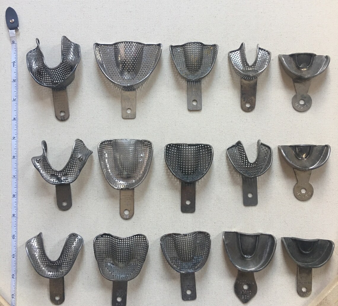 Vintage Dental Metal Impression Trays Dentistry Dentist Oddities