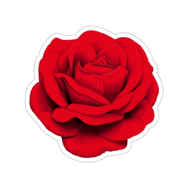 Red Rose Kisscut Sticker Etsy