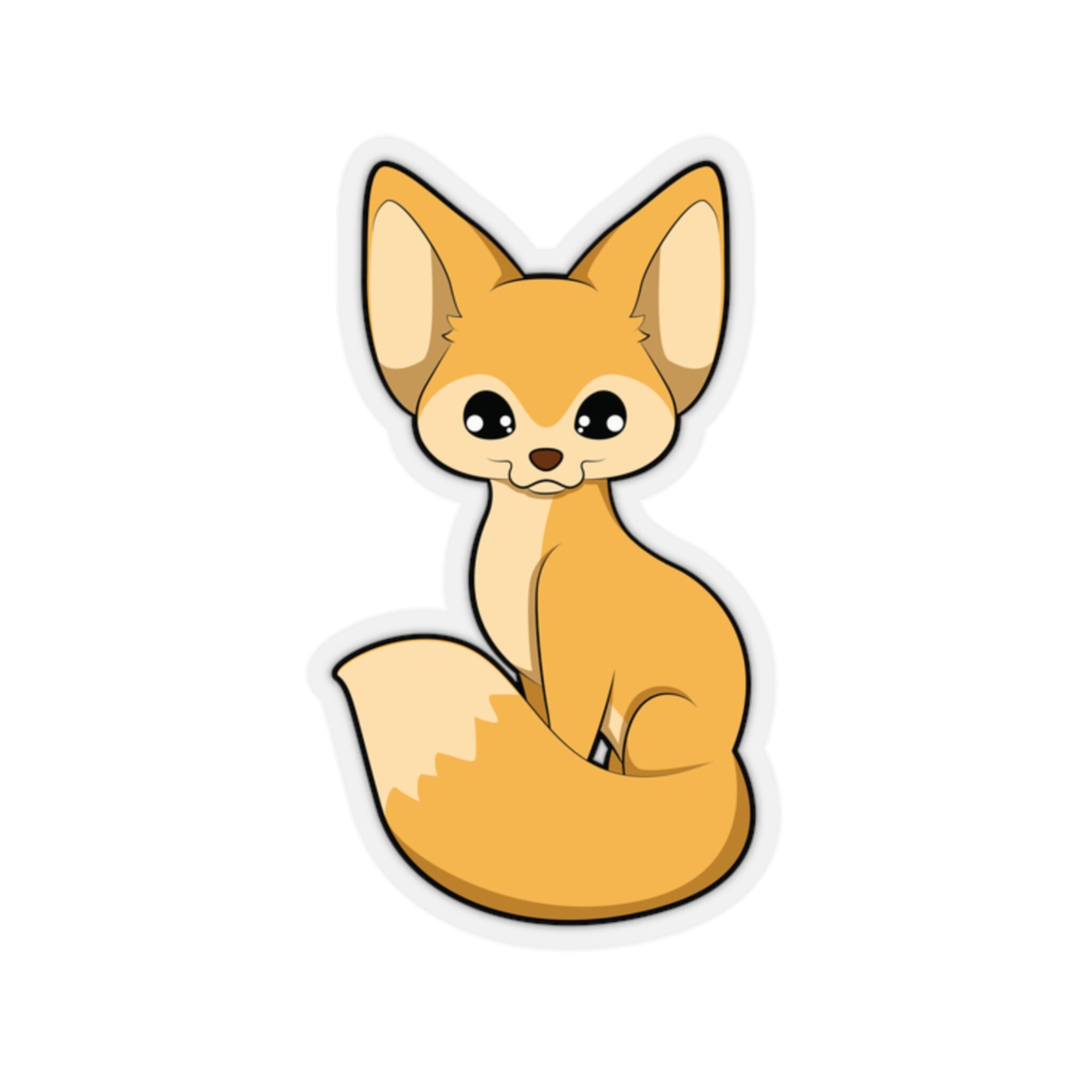 Fennec Fox Cartoon Sticker, Transparent and White Etsy